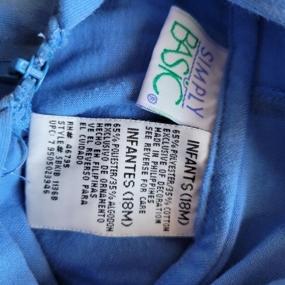 Simply Basic Baby Boy 18 Month Blue Sleeveless Vest Full Zip Hooded Basketball - Picture 3 of 3